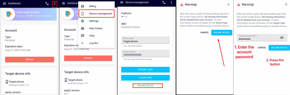 Comment se désabonner d’Eyezy sur le téléphone cible3